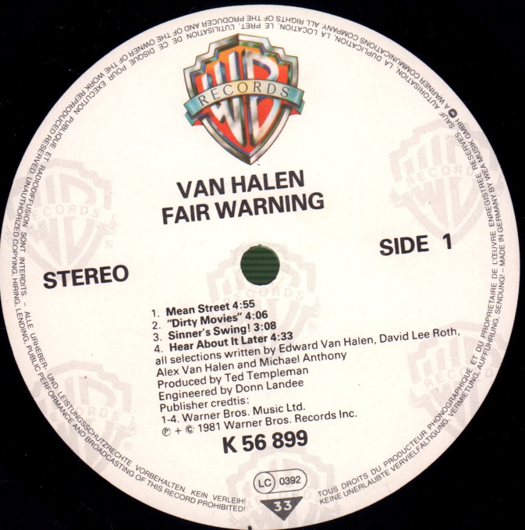 Van Halen - Fair Warning - Lp