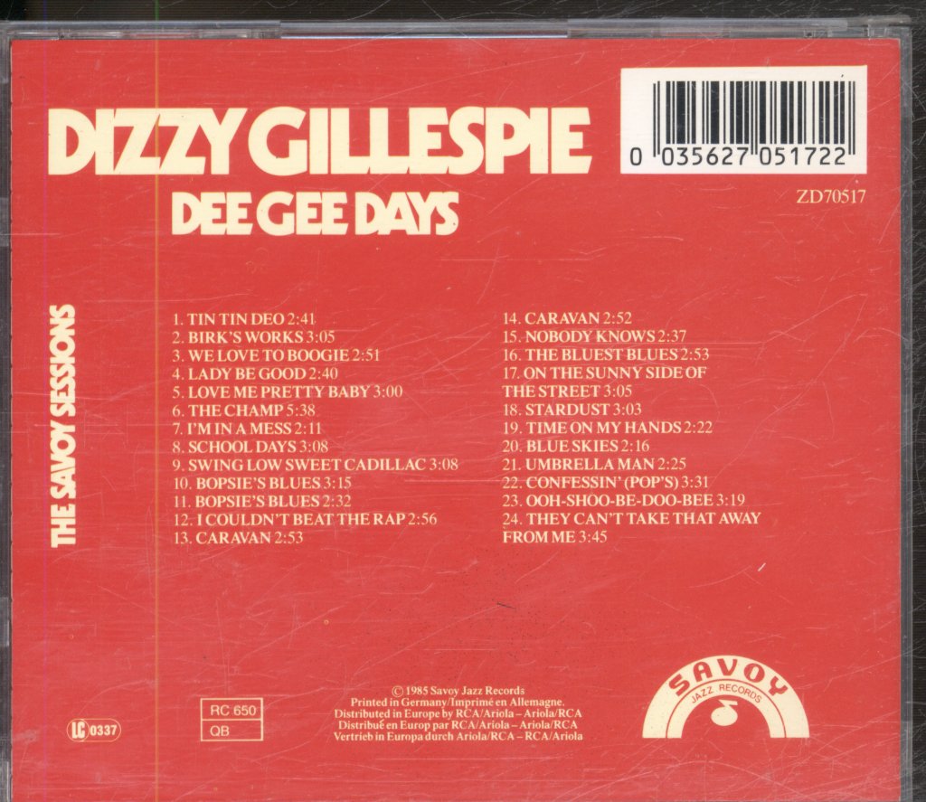Dizzy Gillespie - Dee Gee Days - Cd