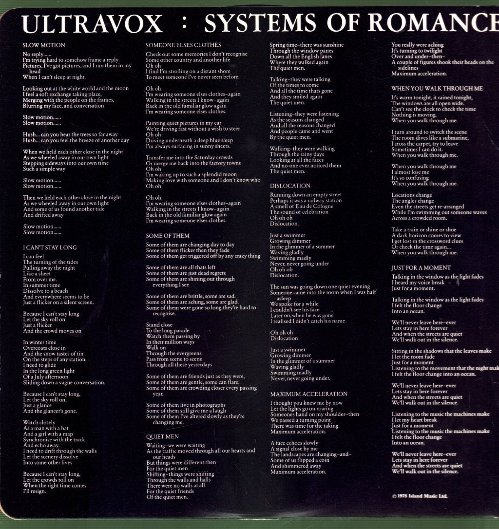 Ultravox - Systems Of Romance - Lp