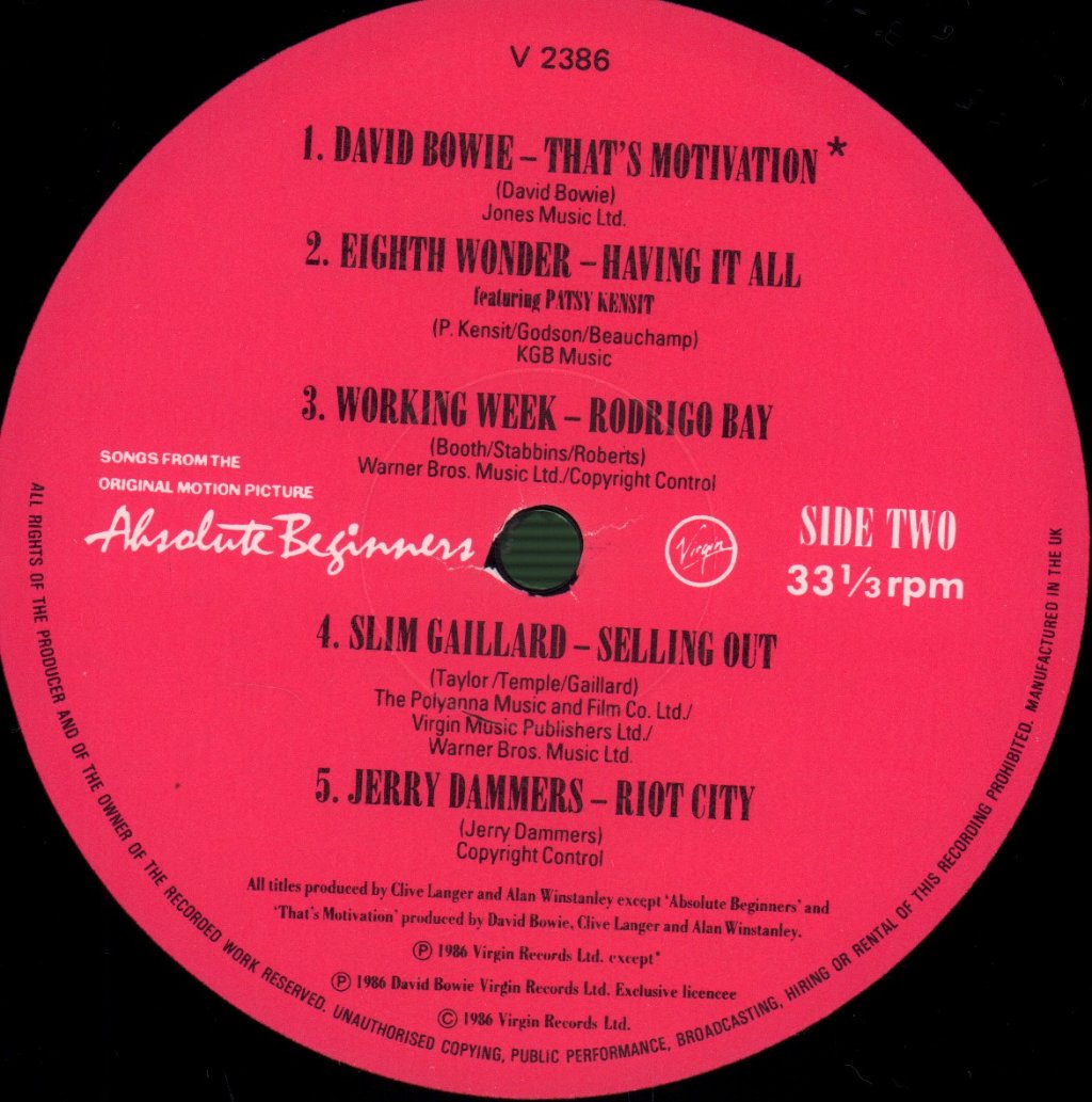 Various Artists - Absolute Beginners (Songs From The Original Motion Picture) - Lp