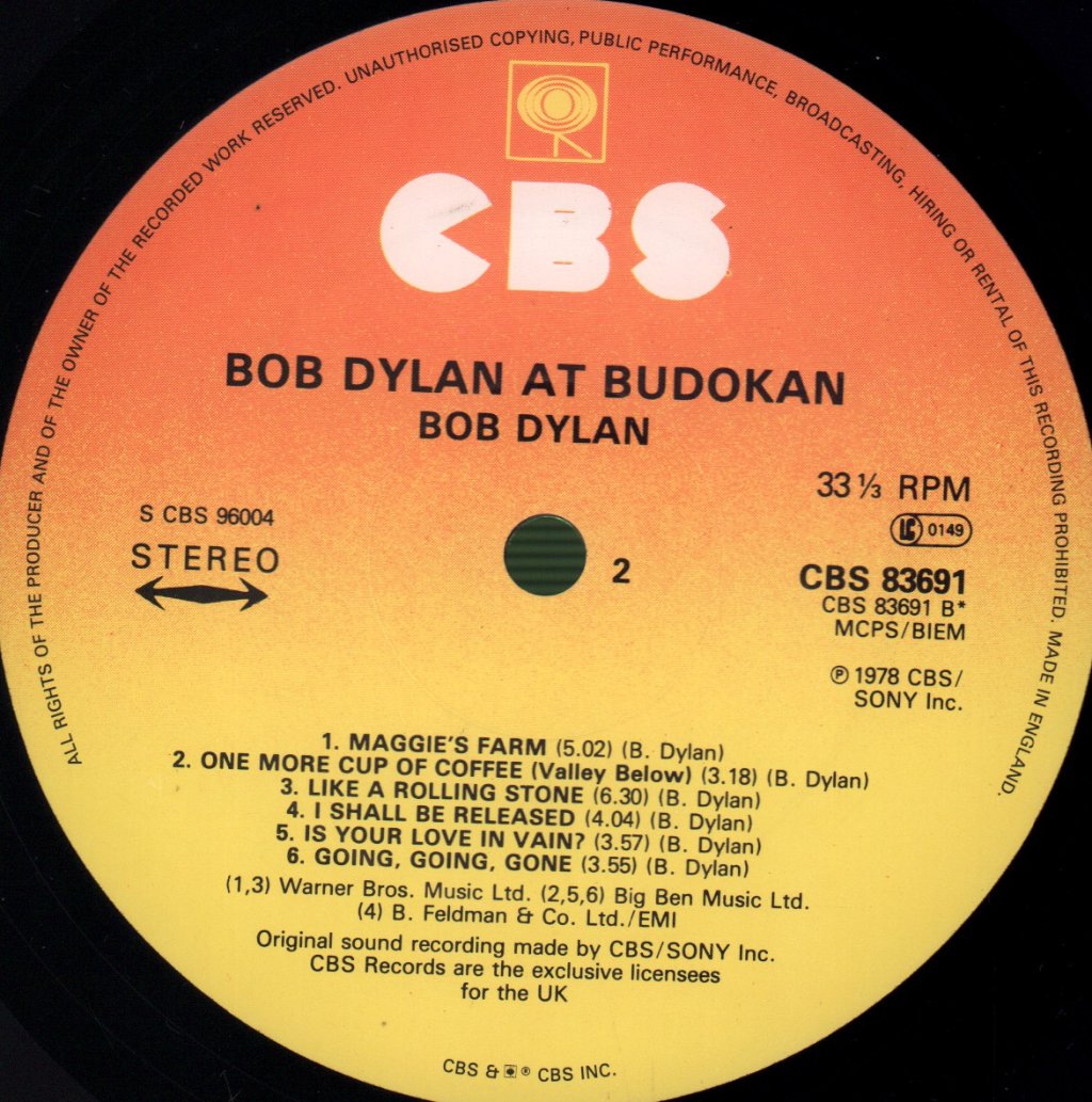 Bob Dylan - At Budokan - Double Lp