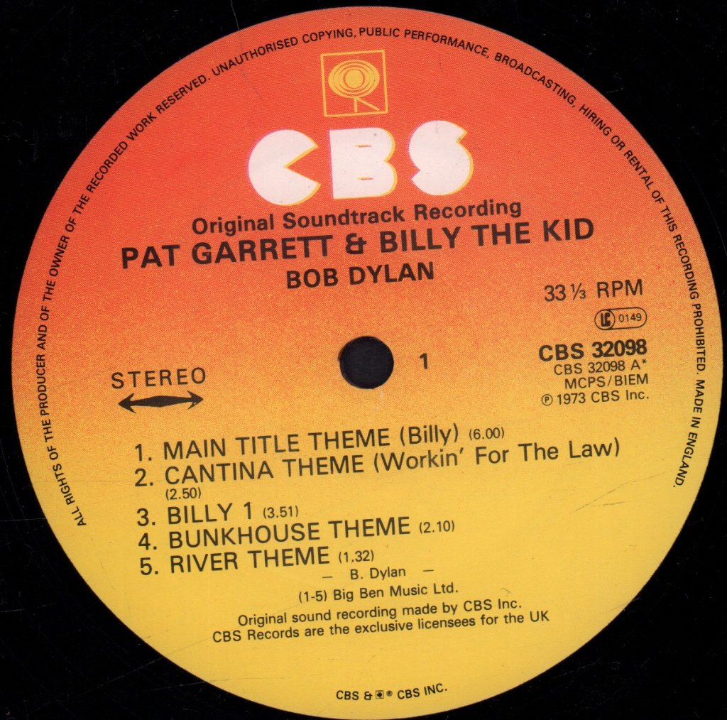 Bob Dylan - Pat Garrett & Billy The Kid Original Soundtrack Recording - Lp