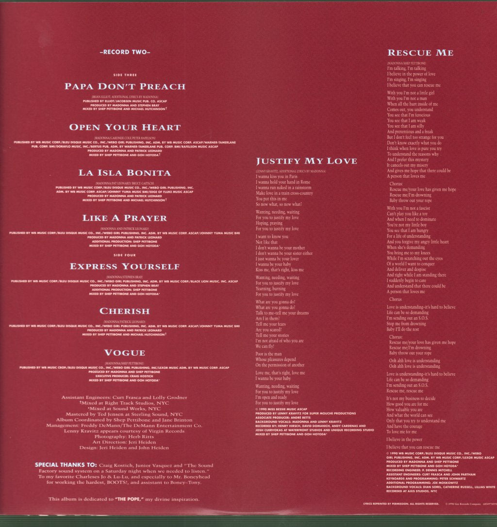 Madonna - Immaculate Collection - Double Lp