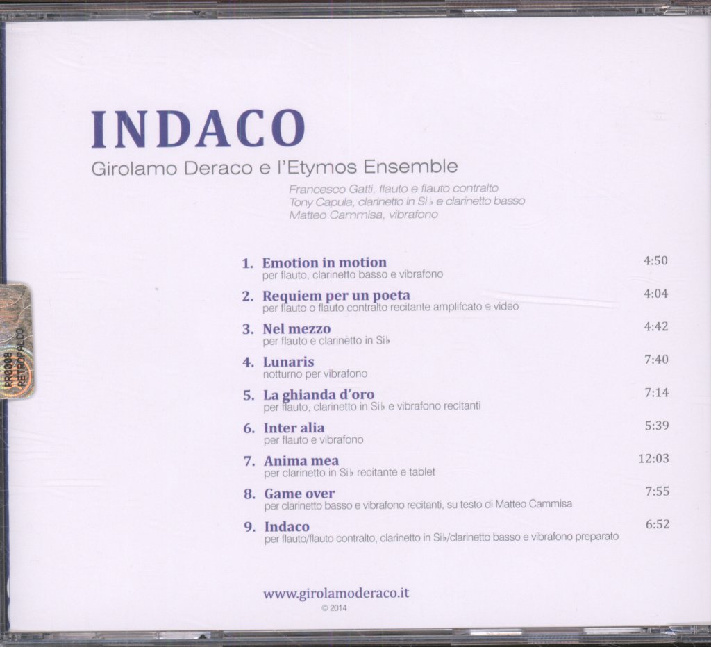Girolamo Deraco e l'Etymos Ensemble - Girolamo Deraco e l'Etymos Ensemble Indaco - Cd