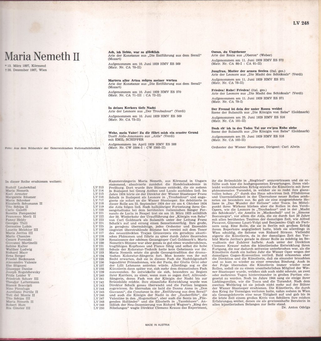 Maria Nemeth - Maria Nemeth II - Lp