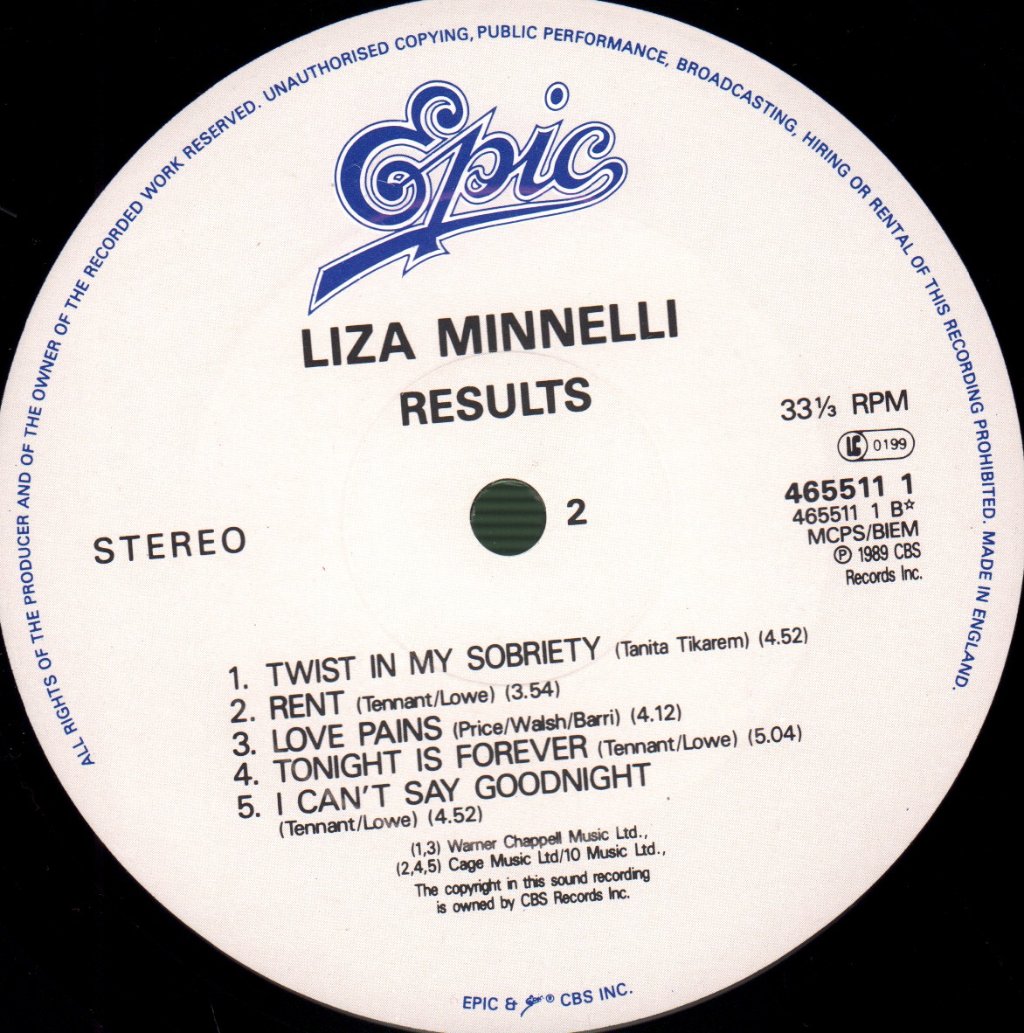 Liza Minnelli - Results - Lp