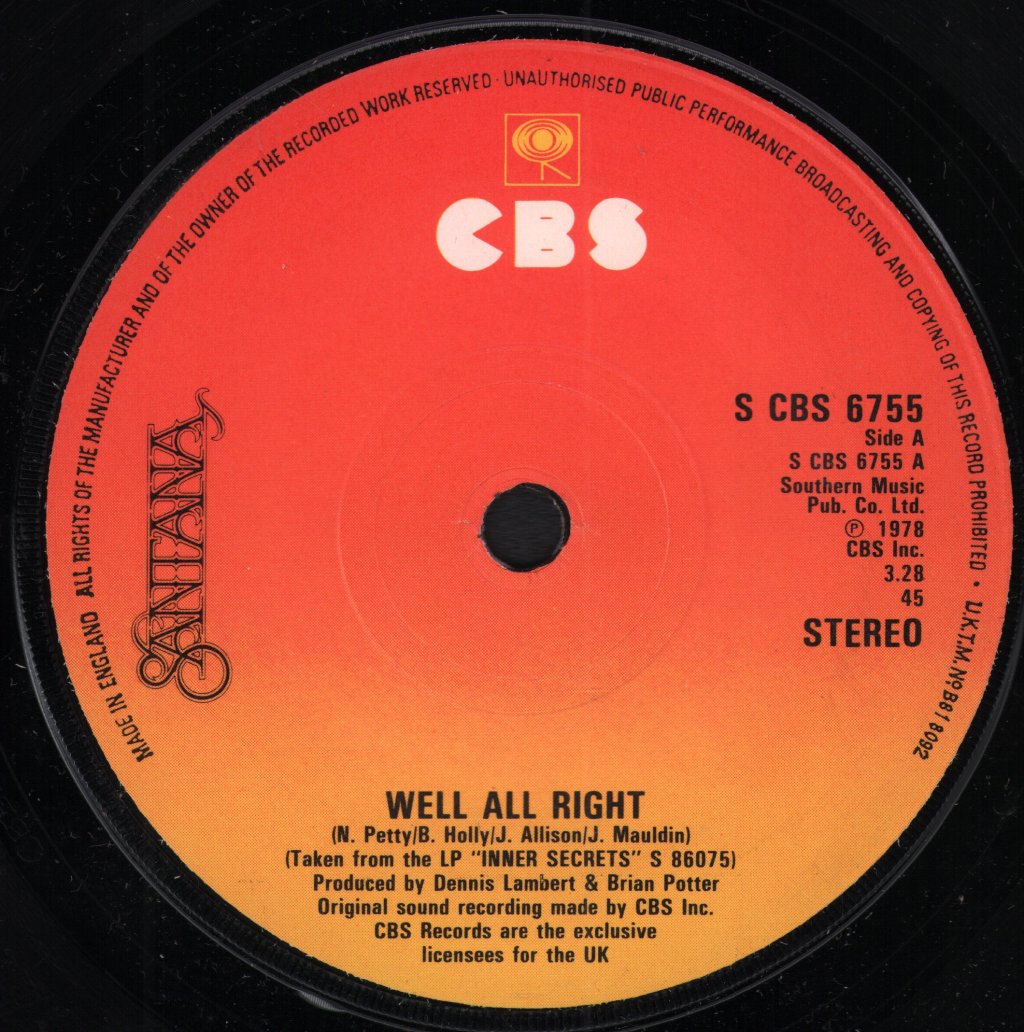 Santana - Well All Right - 7 Inch