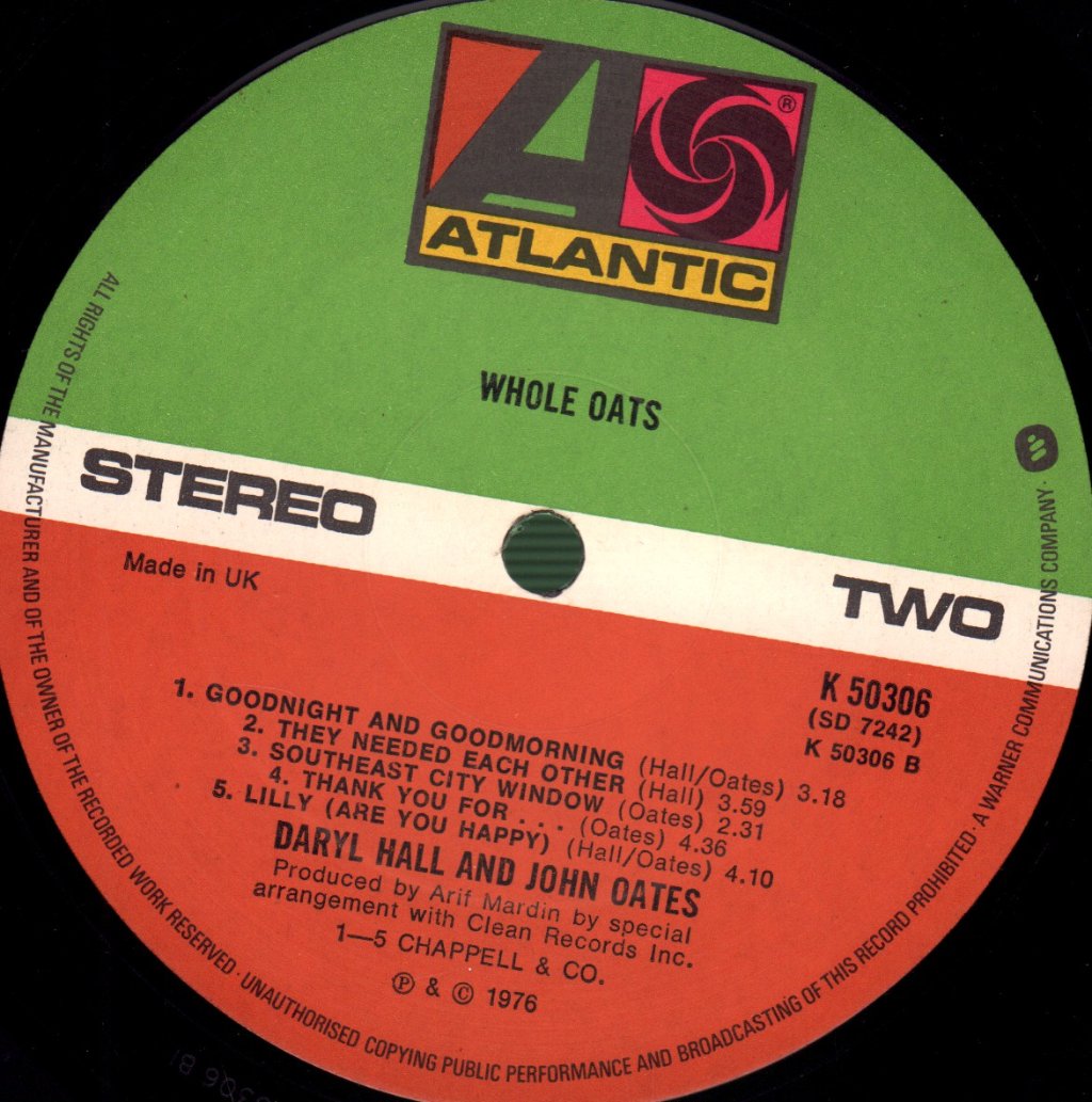 Daryl Hall And John Oates - Whole Oats - Lp