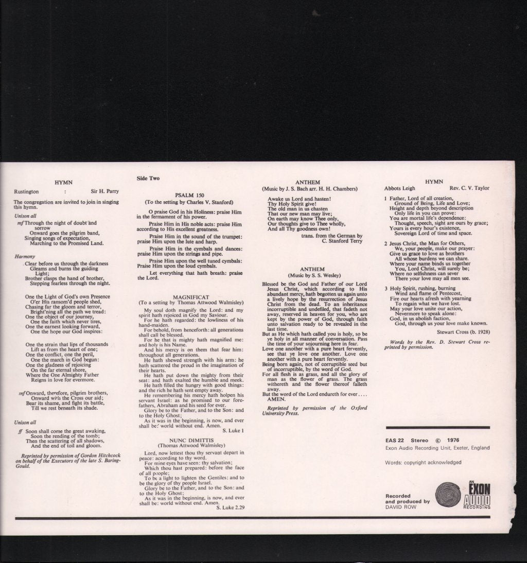 Exeter Diocesan Choral Association - Choral Festival Services 1973-4 - Lp