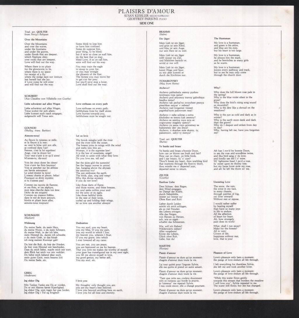 Susan Kessler / Geoffrey Parsons - Plaisir D'amour - Lp