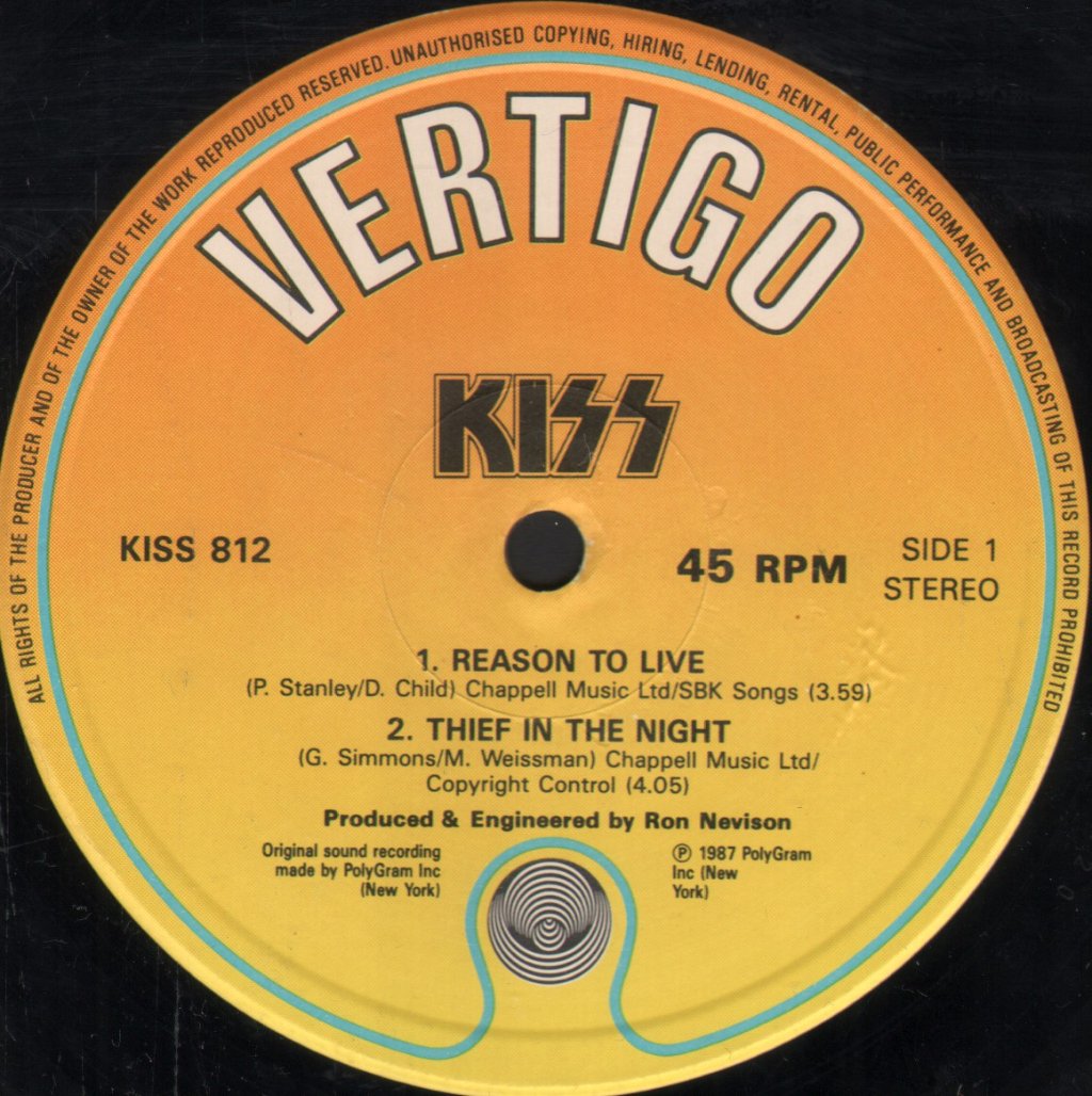 Kiss - Reason To Live - 12 Inch