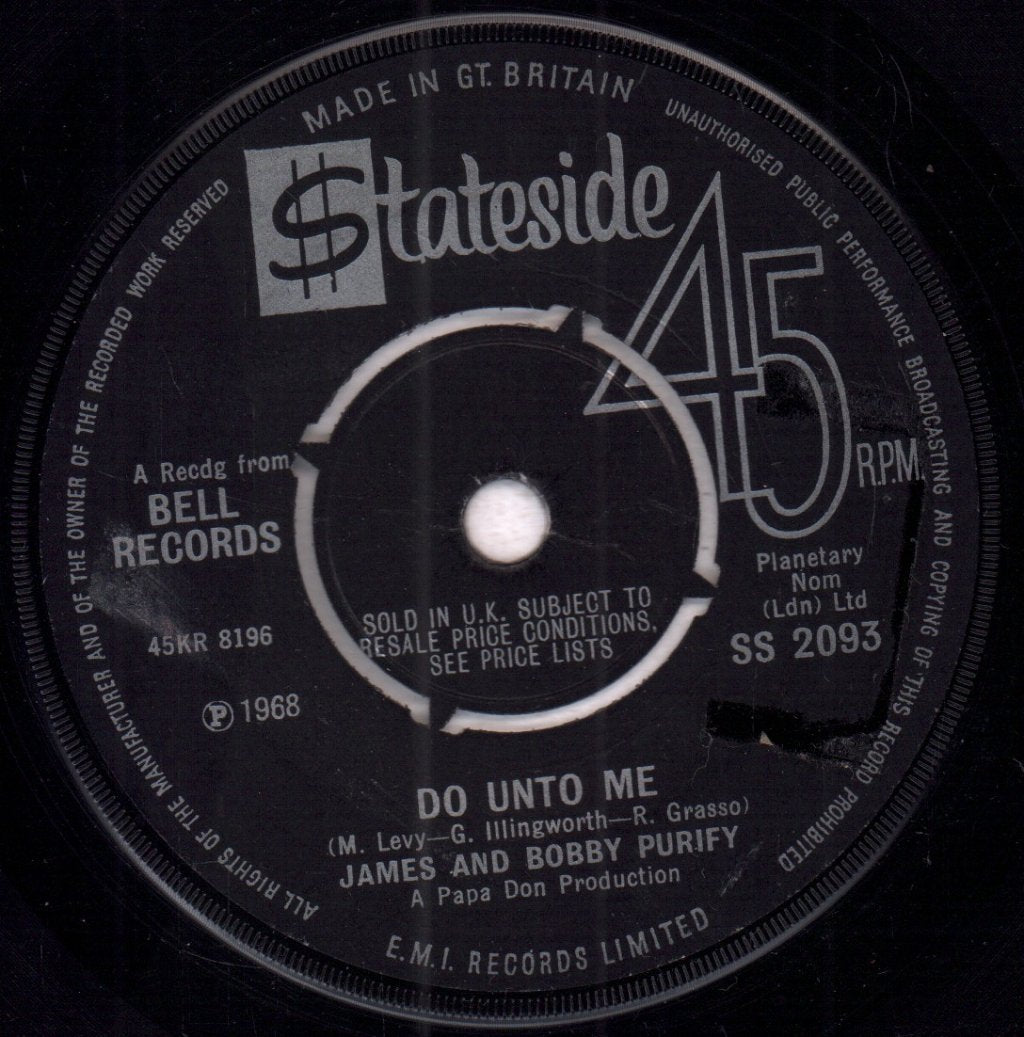 James And Bobby Purify - Do Unto Me - 7 Inch