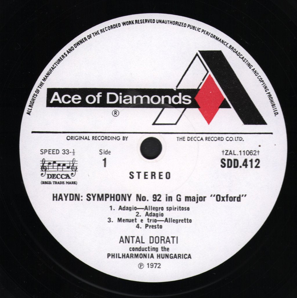 Antal Dorati / Philharmonia Hungarica - Joseph Haydn - Haydn Symphonies No 92 And No. 90 - Lp