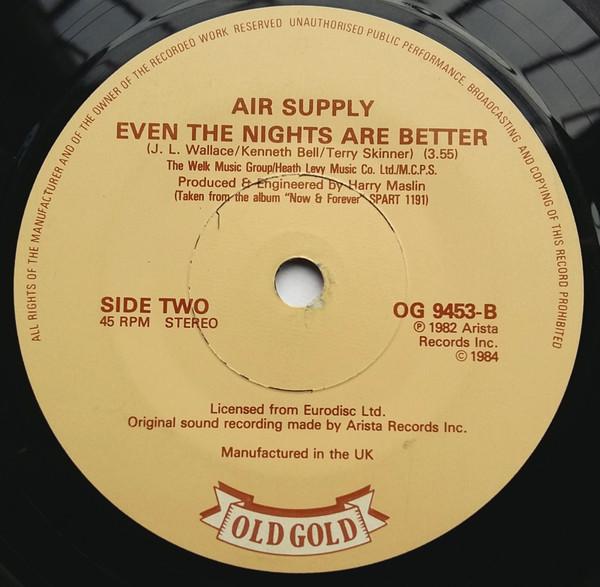 Air Supply - All Out Of Love / Even The Nights Are Better - 7 Inch