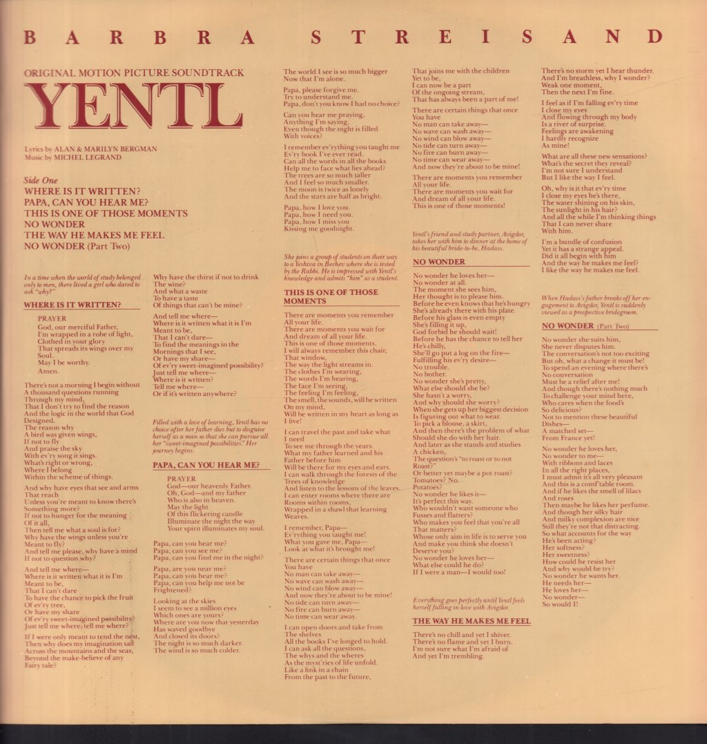 Barbra Streisand - Yentl Soundtrack - Lp