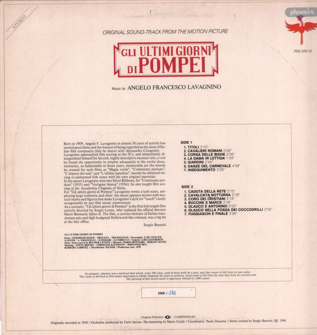 Angelo Francesco Lavagnino - Gli Ultimi Giorni Di Pompei - Lp