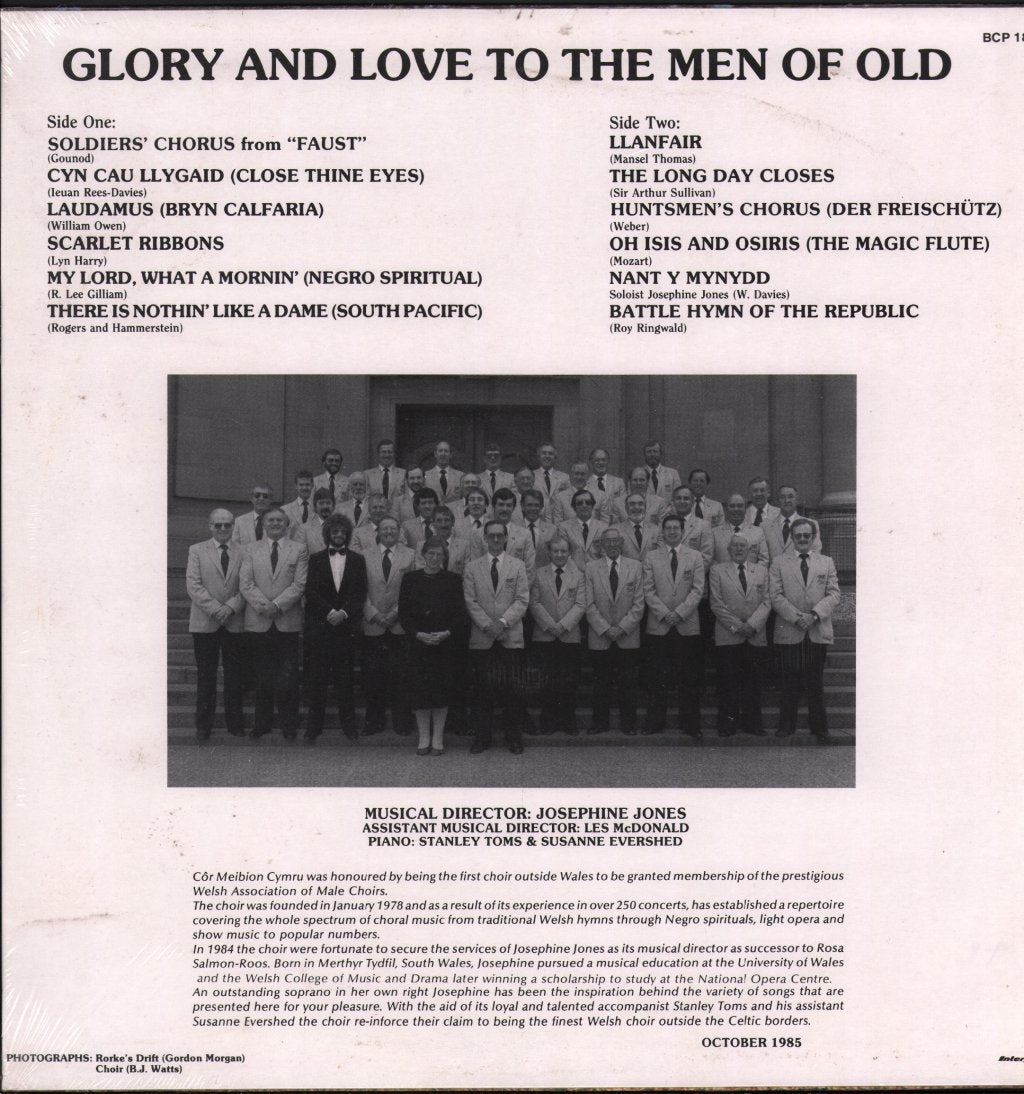 Cor Meibion Cymru - Glory And Love To The Men Of Old - Lp