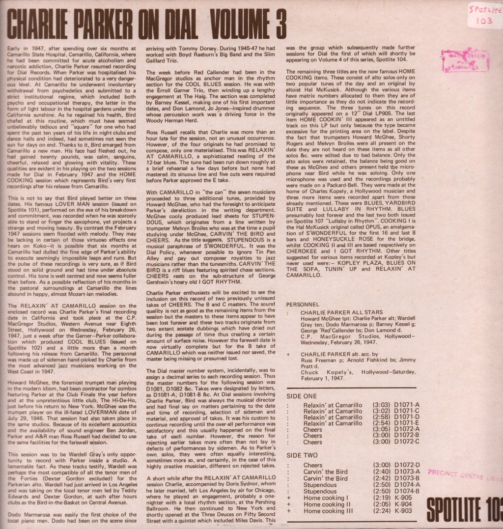 Charlie Parker - On Dial Volume 3 - Lp