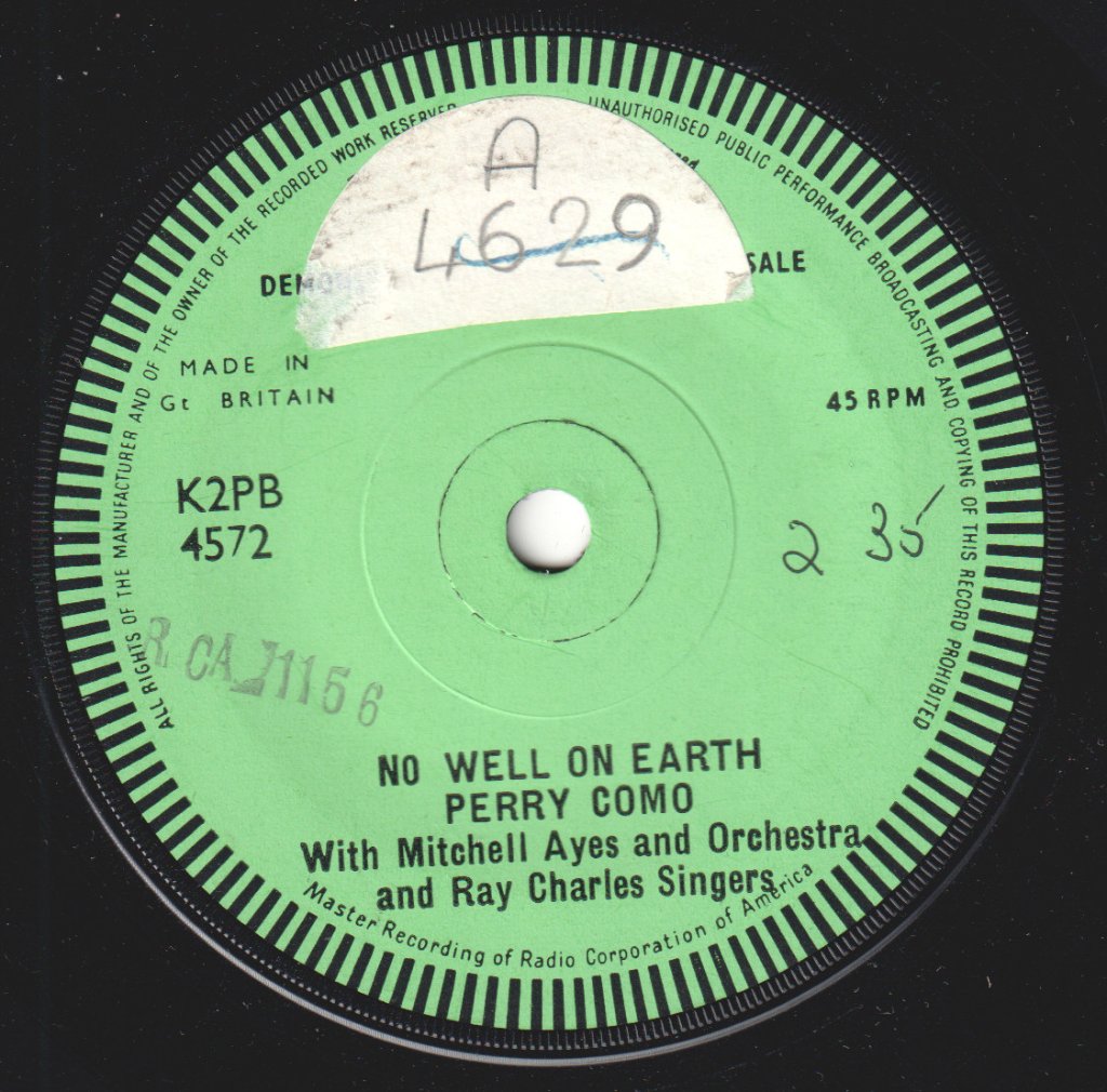 Perry Como - No Well On Earth - 7 Inch