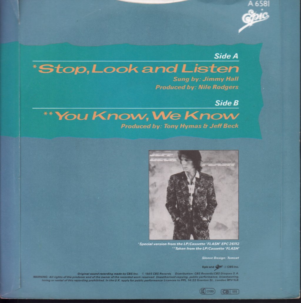 Jeff Beck - Stop Look And Listen - 7 Inch