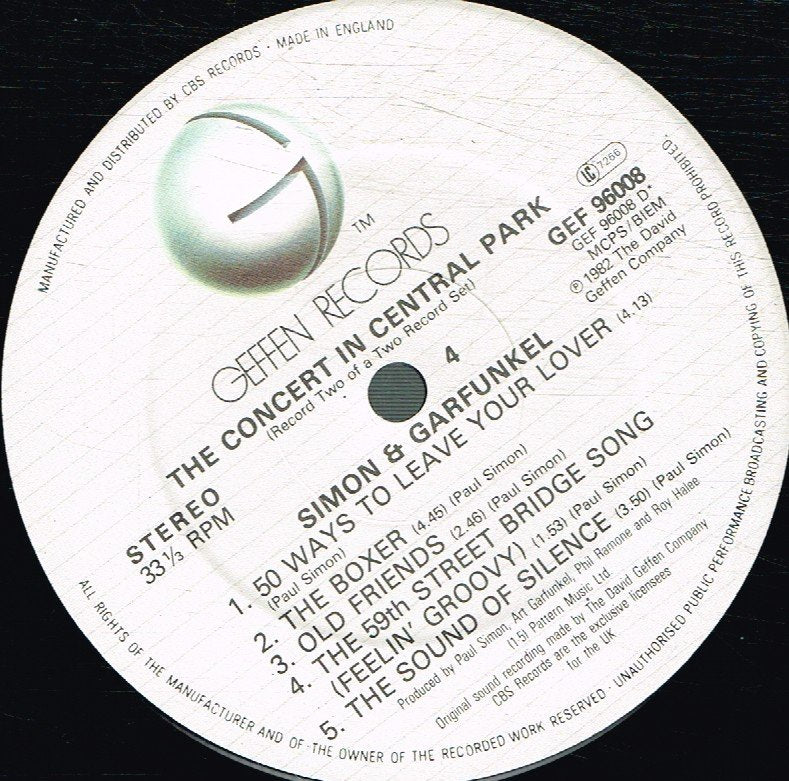 Simon And Garfunkel - Concert In Central Park - Double Lp