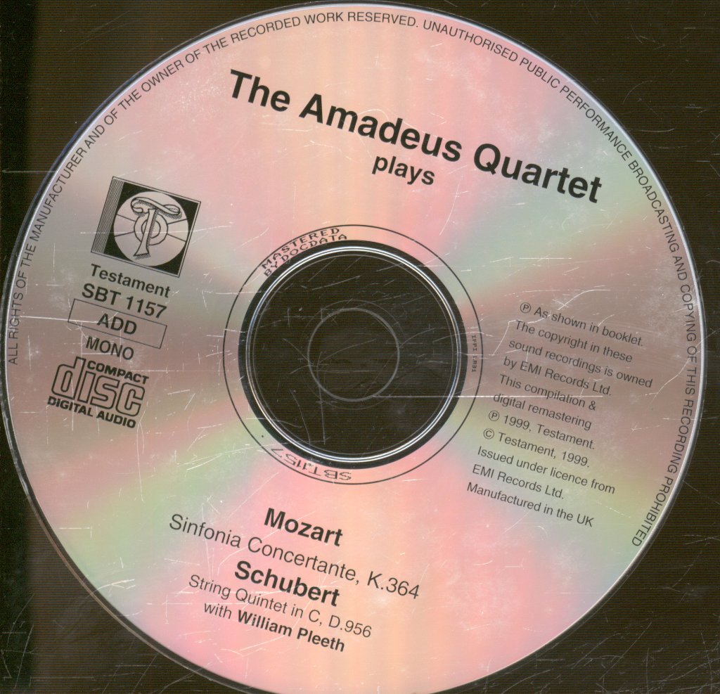 Amadeus String Quartet - Mozart / Schubert - Sinfonia Concertante /String Quintet - Cd