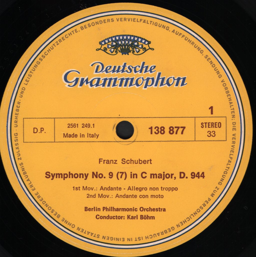 Karl Bohm / Berliner Philharmoniker - Schubert - Symphonie Nr. 7 (9) Op. Posth. - Lp