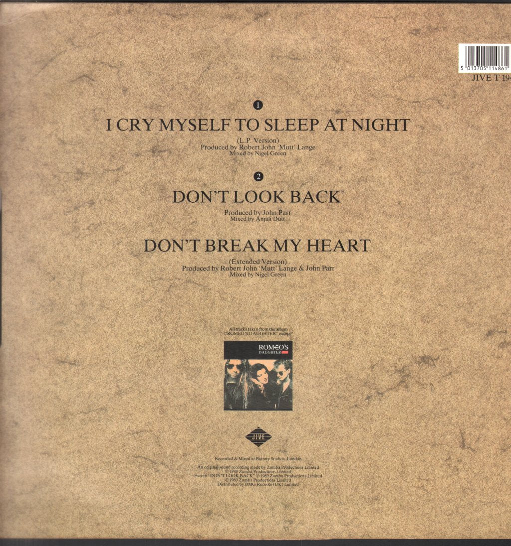 Romeo's Daughter - I Cry Myself To Sleep At Night - 12 Inch