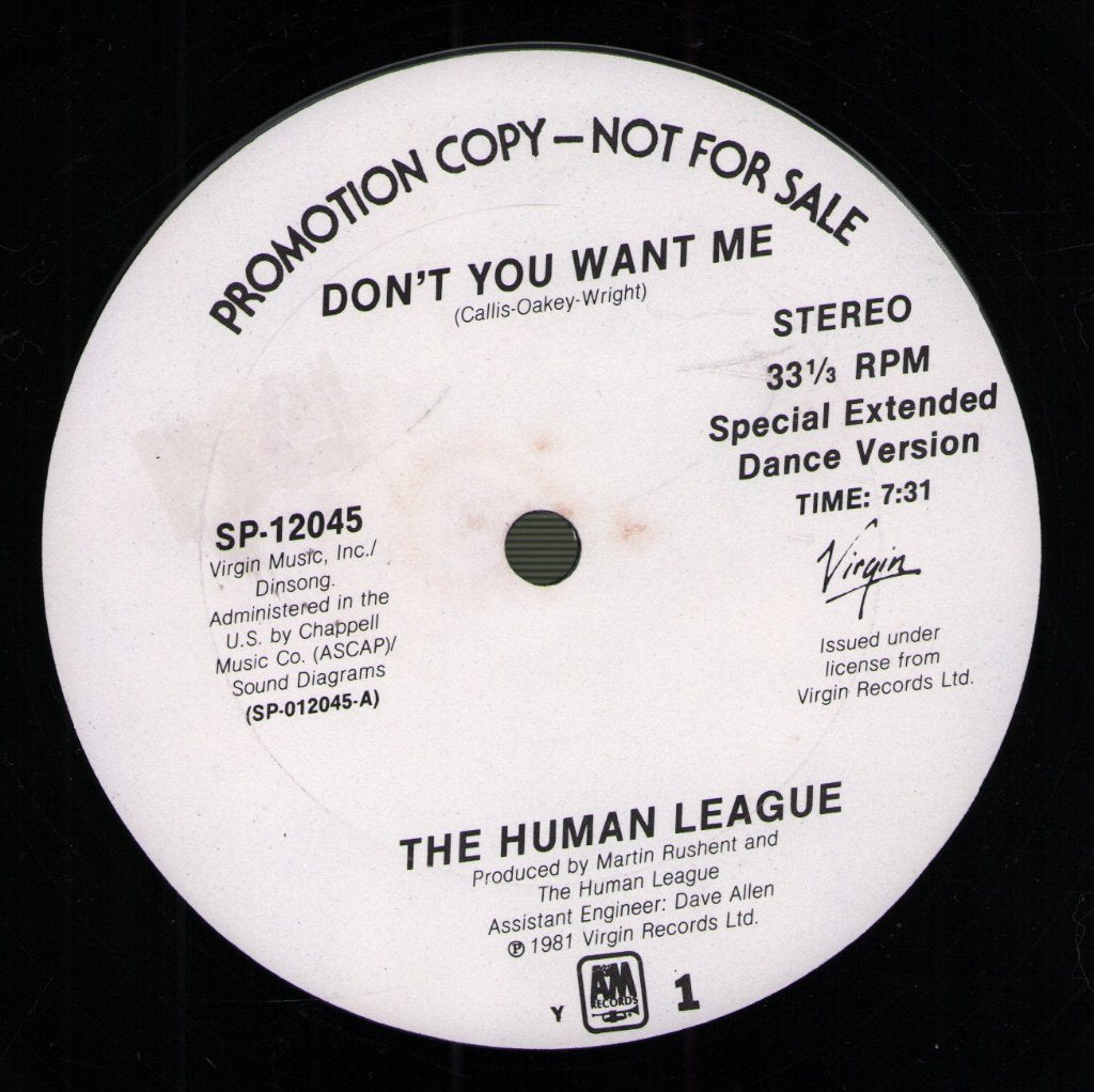 Human League - Don't You Want Me (Special Extended Dance Version) / Love Action (I Believe In Love) - 12 Inch