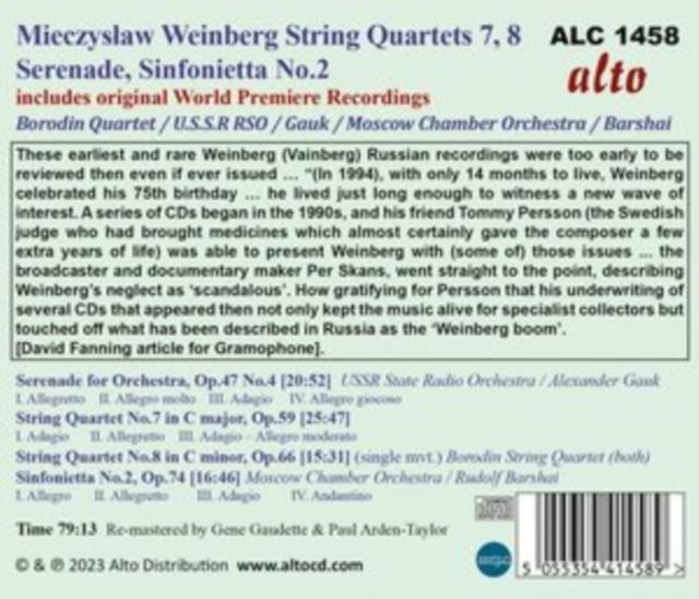 Borodin Quartet - Streichquartette 7 & 8/Sinfonietta 2/ - Cd