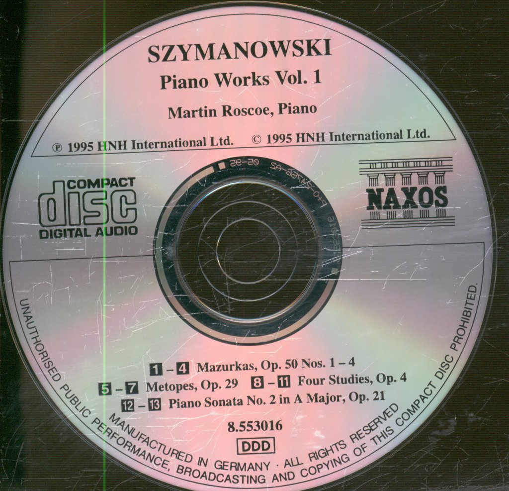 Martin Roscoe - Karol SZymanowski - Piano Works Vol. 1 (Piano Sonata No. 2, Op. 21 / Mazurka, Op. 50 • Metopes, Op. 29 / Four Studies, Op. 4) - Cd