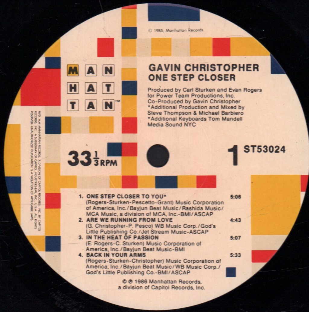 Gavin Christopher - One Step Closer - Lp