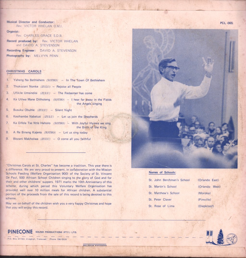 st. charles church victory park johannesburg - childrens festival of christmas carols 1971 - Lp