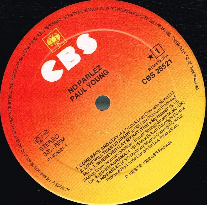 Paul Young - No Parlez - Lp