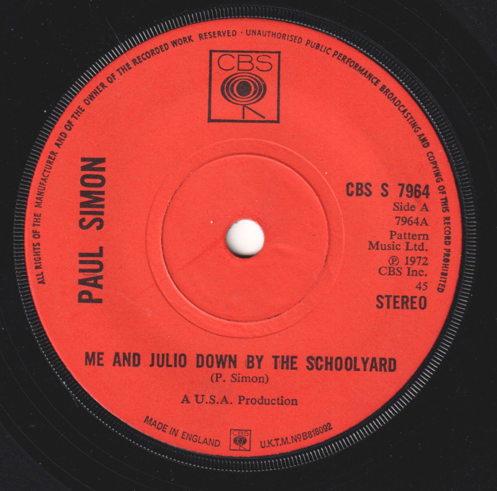 Paul Simon - Me And Julio Down By The Schoolyard - 7 Inch