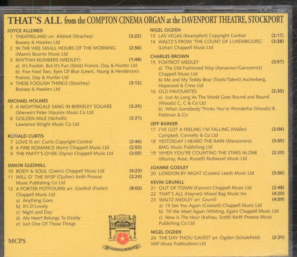 Various Artists - That's All From The Compton Cinema Organ - Cd