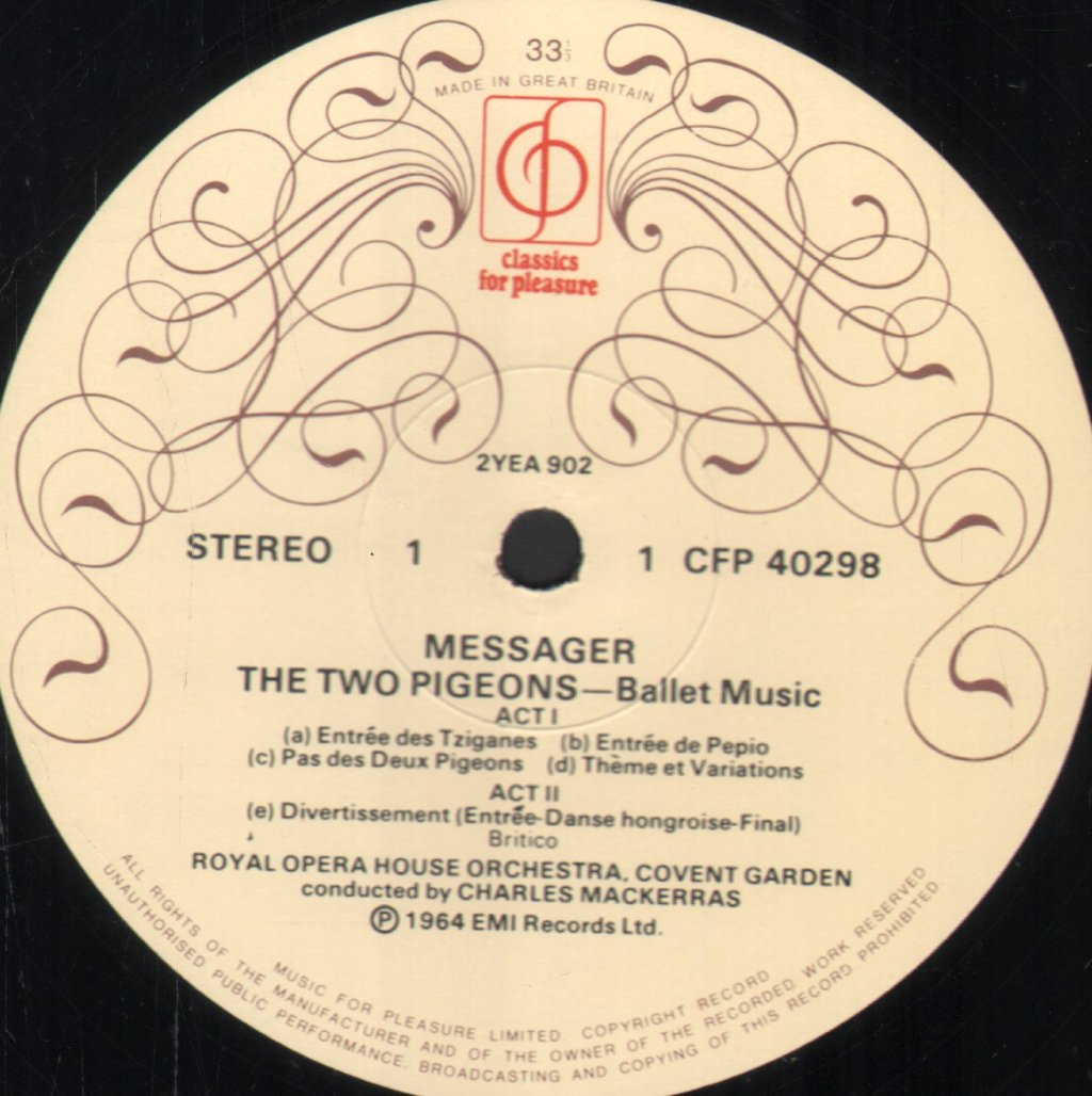 Charles Mackerras / Royal Opera House Orchestra - Messager - Two Pigeons / Delibes - La Source - Lp