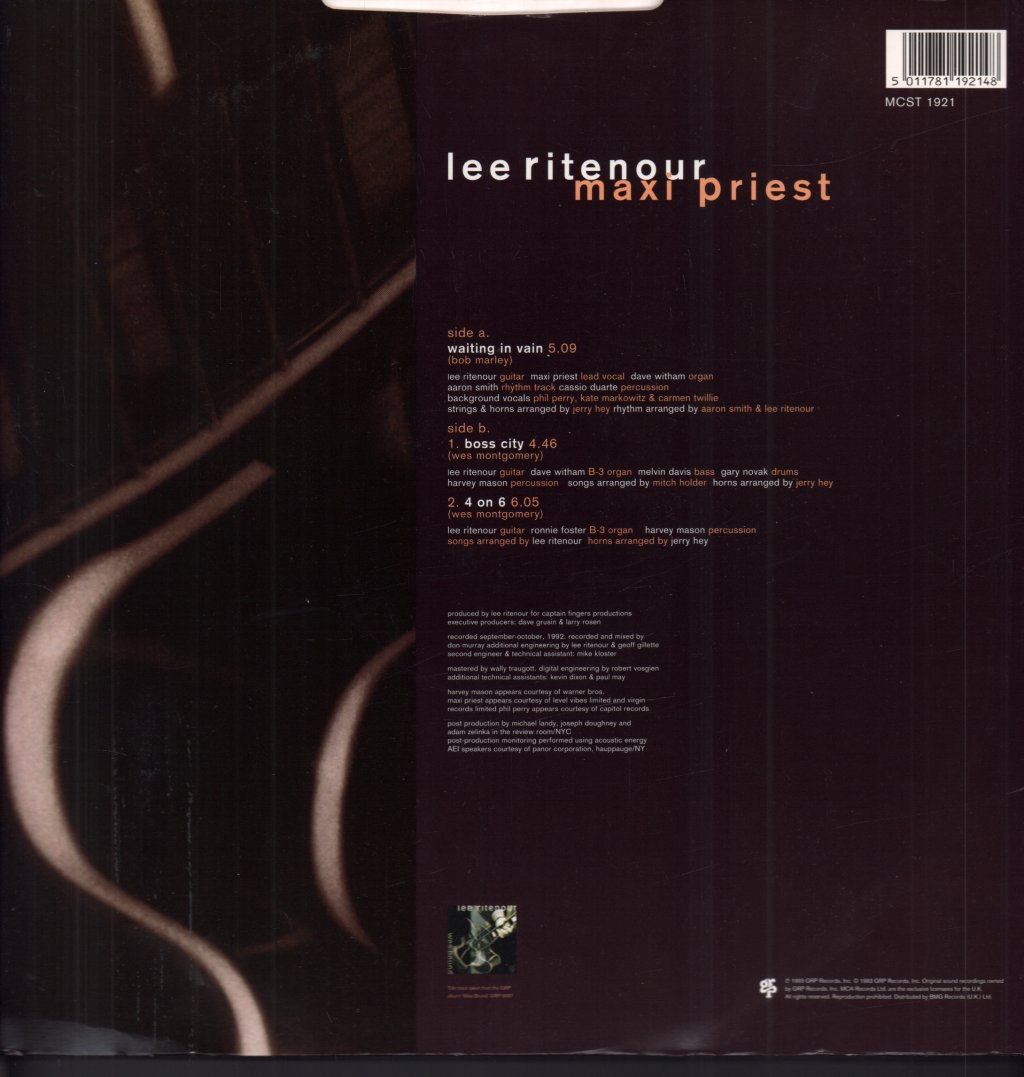 Lee Ritenour With Maxi Priest - Waiting In Vain - 12 Inch