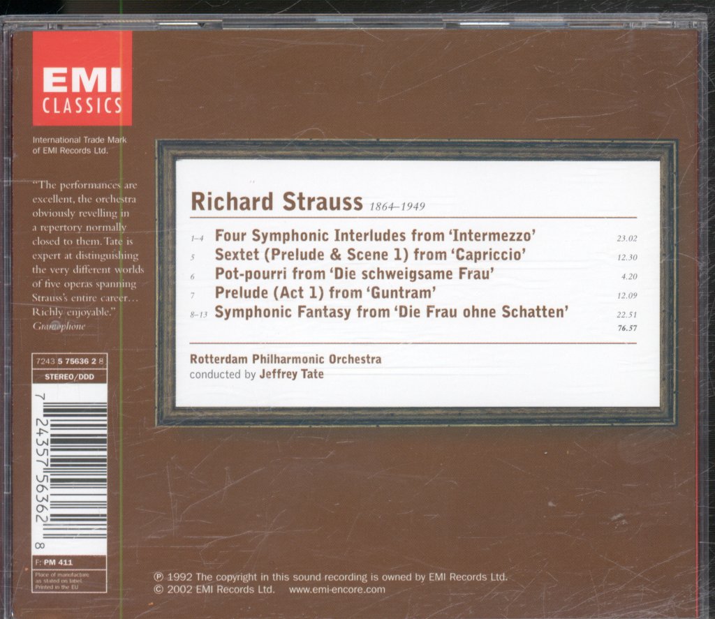 Jeffrey Tate, Rotterdam Philharmonic Orchestra - Strauss - Operatic Orchestral Music - Cd