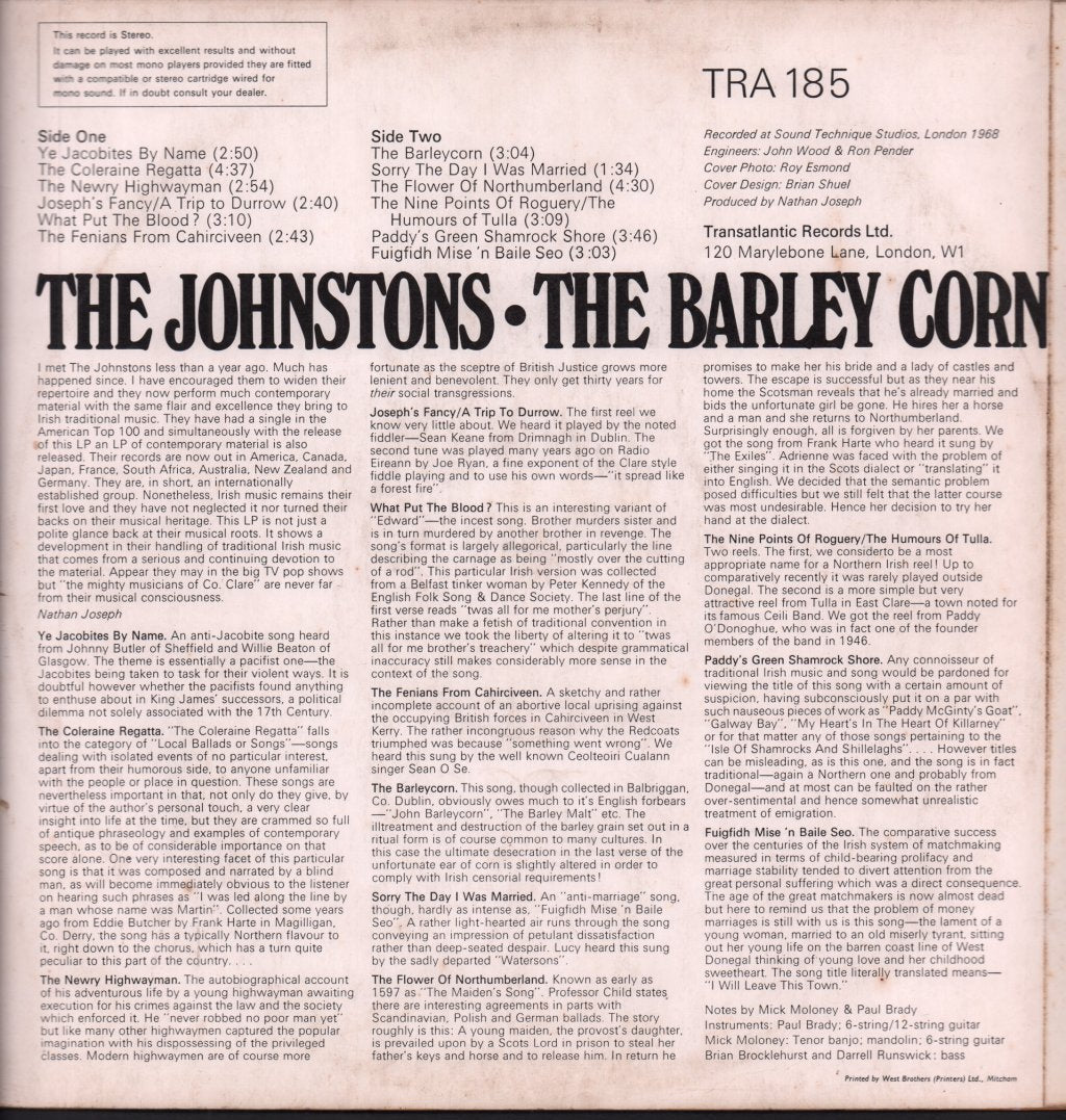 Johnstons - Barley Corn - Lp