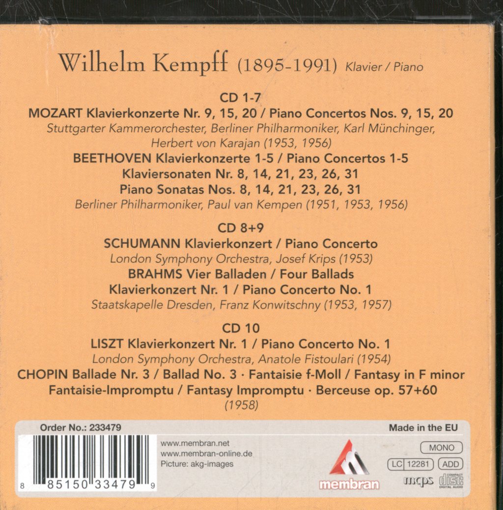Wilhelm Kempff - Poet Am Klavier - Poet At The Piano - Cd Set