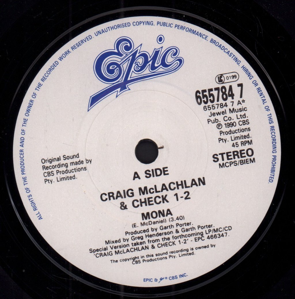 Craig Mclachlan And Check 1-2 - Mona - 7 Inch