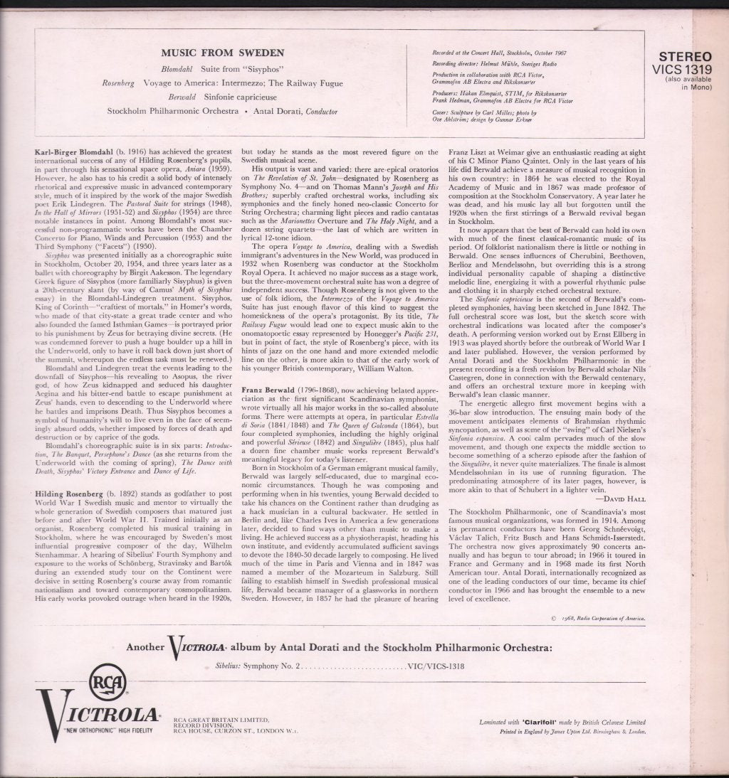 Antal Dorati / Stockholm Philharmonic Orchestra - Music From Sweden - Lp