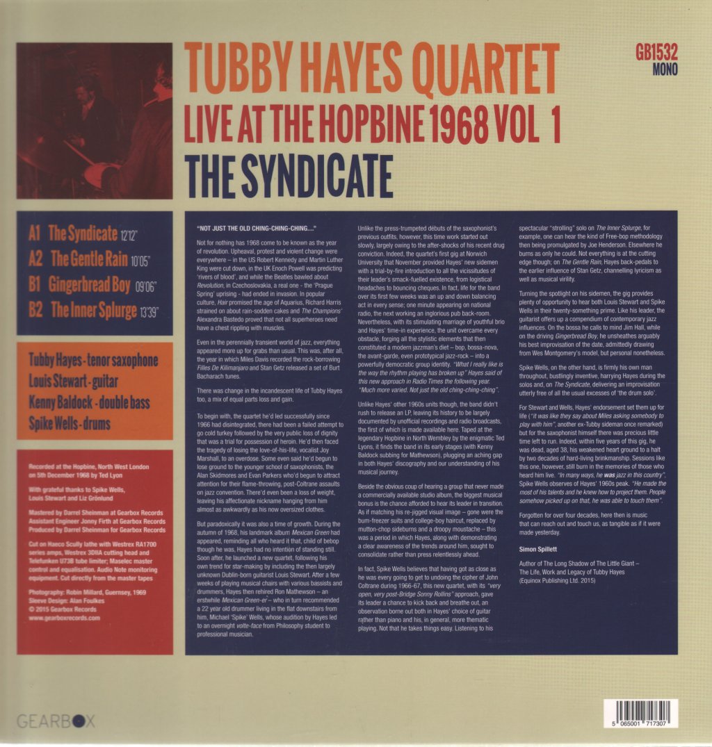 Tubby Hayes Quartet - Syndicate: Live At The Hopbine 1968 Vol. 1 - Lp