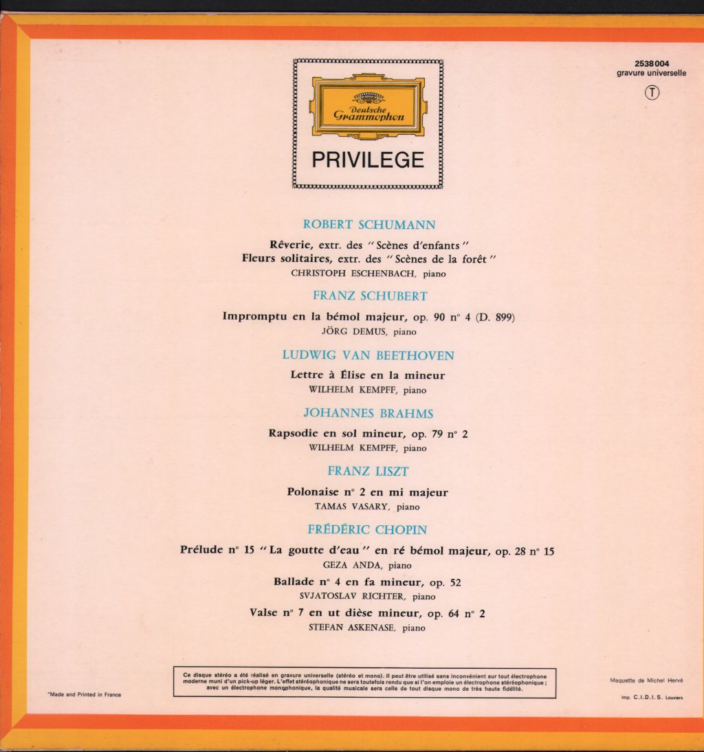 Christoph Eschenbach / Jorg Demus / Wilhelm Kempff / Tamas Vasary - Rêverie ... Les Plus Belles Pages Du Piano Romantique - Lp