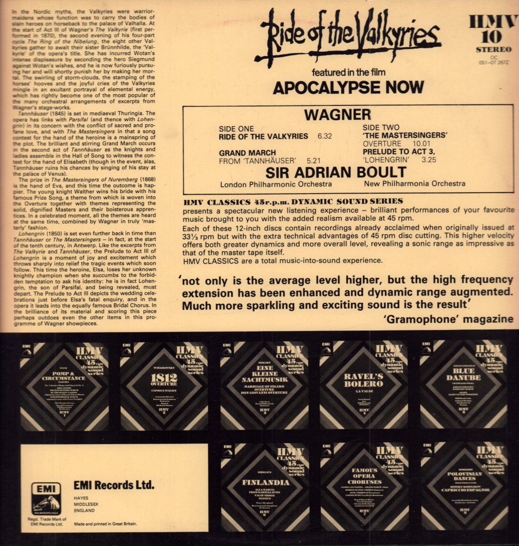 London Philharmonic Orchestra - wagner Ride Of The Valkyries - Lp