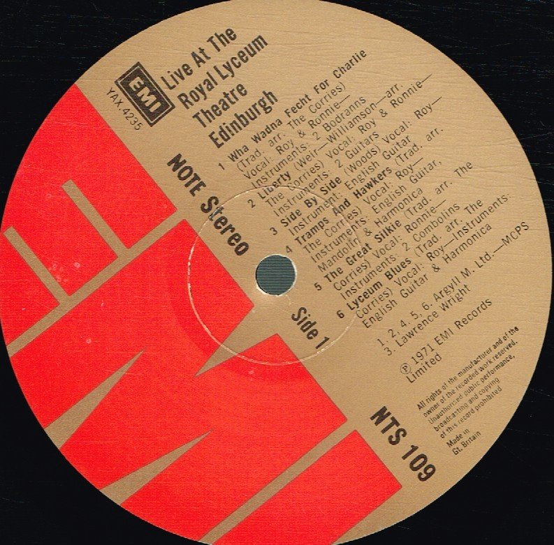 Corries - Live At The Royal Lyceum Theatre, Edinburgh - Lp