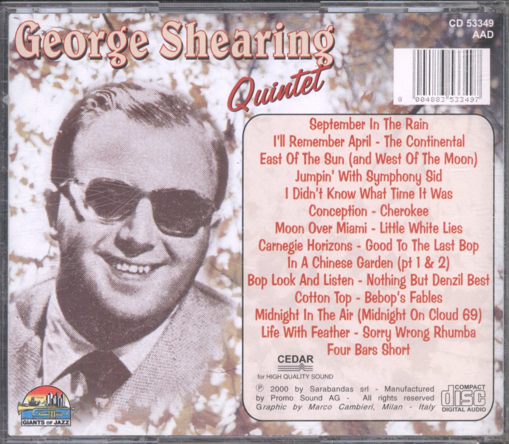 George Shearing Quintet - September In The Rain - Cd