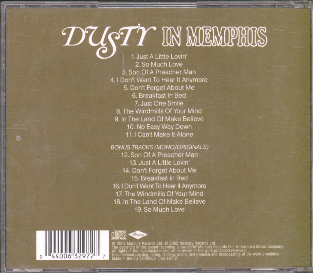 Dusty Springfield - Dusty In Memphis - Cd
