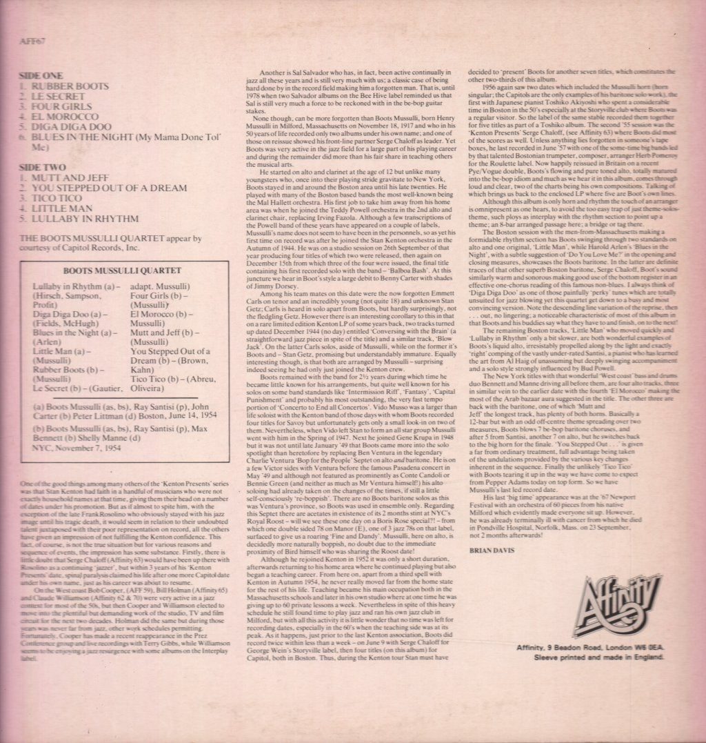 Boots Mussulli Quartet - Little Man - Lp